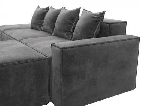 Диван угловой модульный Лига-063 угол правый (ДСП/Пластик/Велюр/Серый) Лига Диванов 129795