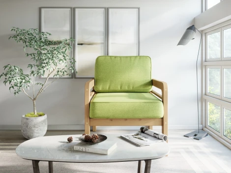 Кресло Arsko Бергер сосна рогожка зеленая