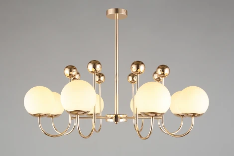 Люстра потолочная на штанге Acuto OML-67007-08 (220V, шар, шарики)