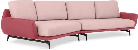 Диван Ispani угловой левый ОГОГО (арт.799379), (Экокожа,Ткань/Розовый)