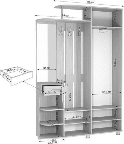 Прихожая Барселона-2, цвет белый рамух Mebelson (арт.PR-0017.1747)