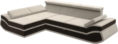 Диван угловой Лига-032 левый угол (Бежевый,Коричневый/Микровельвет) Лига Диванов арт.121650L