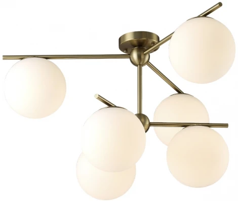 Потолочная люстра на штанге FELIZ SP-PL6 BRONZE/WHITE Crystal Lux (220V, шар, молекулы)
