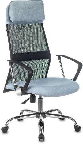 Кресло руководителя Бюрократ KB-6N черный TW-01 сиденье голубой 38-405 сетка/ткань с подголов. крестовина металл хром