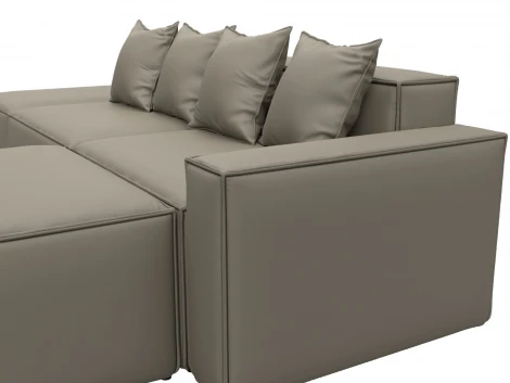 Диван угловой модульный Лига-063 угол правый (ДСП/Пластик/Экокожа/Бежевый) Лига Диванов 129788