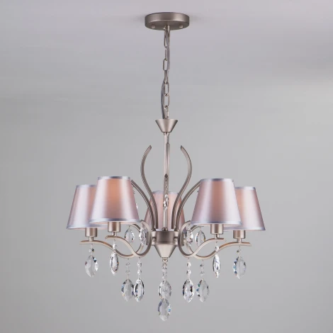 Подвесная люстра Eurosvet Aurelia 10089/5 сатин-никель/прозрачный хрусталь Strotskis