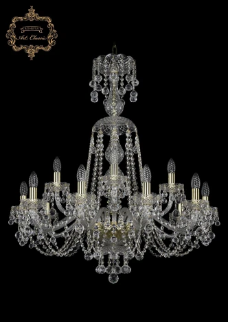 Подвесная люстра Art Classic 11.26 11.26.10+5.300.XL-95.Gd.B (220V, хрусталь, на цепи, подсвечник, свеча)