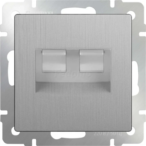 Розетка встраиваемая двойная Ethernet RJ-45 и телефонная RJ-11 Werkel, серебряный рифленый