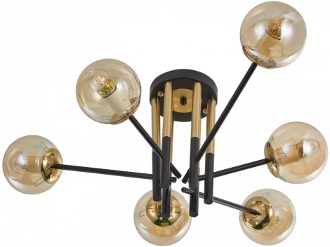 Потолочная люстра на штанге Arte Milano Neapolis-73708 273708/6 BK/GD (220V, шар, молекулы)