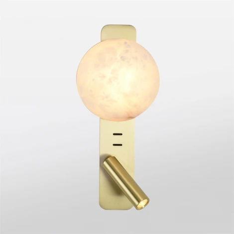 Настенный светильник с выключателем Odeon Light Albergo 7164/9WL металл/темная латунь/алебастр IP20 LED 9W 787Лм 2700K 180° 220V