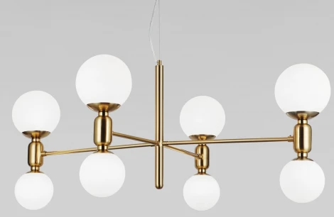 Подвесной светильник Wi-Fi Eurosvet Bubble 30182/8 латунь (220V, управление смартфоном, голосовое управление, умный дом - Minimir Home, Алиса, Маруся, Салют, на тросе, шарики)