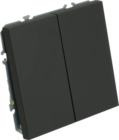 Переключатель двухклавишный (черный) Stekker Эмили 49843