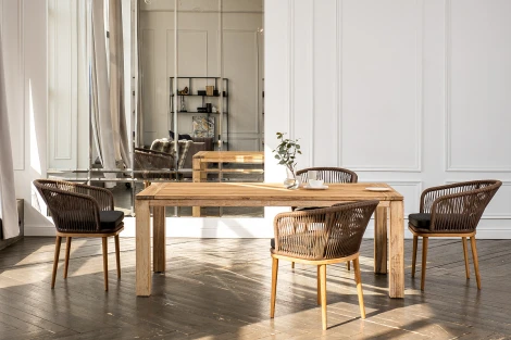 Обеденная группа на 6 персон, стулья Марсель, роуп коричневый 4SIS Мадейра MAD-CM6T1-7-SET brown