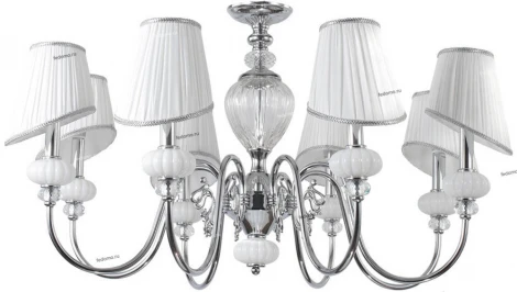 Люстра подвесная Crystal Lux Alma White, 8 плафонов, хром с белым и прозрачным