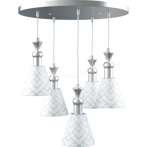 Люстра подвесная Lamp4you, 5 плафонов, хром с белым и серым