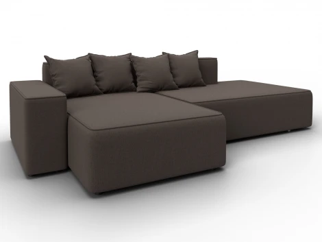 Диван угловой Лига-079 угол левый (ДСП/Пластик/Рогожка/Коричневый) Лига Диванов 129812L