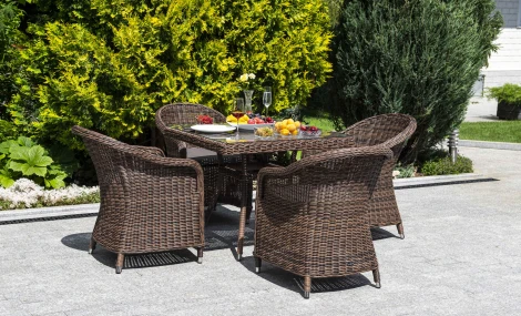 Обеденная группа из искусственного ротанга, цвет коричневый 4SIS Фредо FC4T-5-SET brown