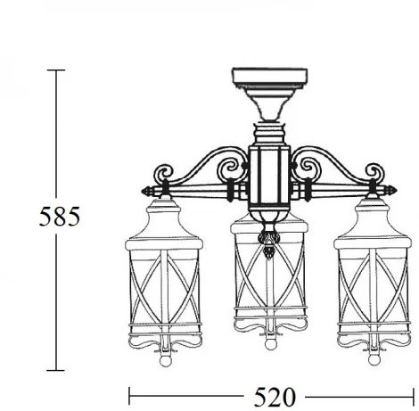 Потолочный светильник уличный Oasis Light LUCERNA 84870A/3/02 Bl (220V, фонарь, IP44)