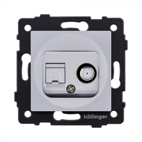 Розетка двойная спутниковая SAT + RJ45 серый Kollinger REA-022GY для Aspekt, Eleganz, Reflex