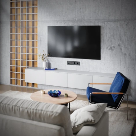 Розетка телевизионная встраиваемая TV+RJ45 Voltum S70 VLS060708 (черный матовый)