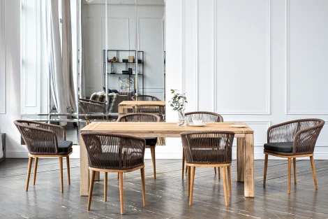 Обеденная группа на 6 персон, стулья Марсель, роуп коричневый 4SIS Мадейра MAD-CM6T1-7-SET brown