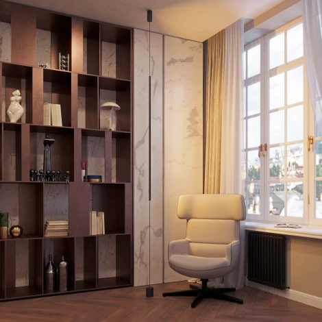 Напольно-потолочный разтяжной светильник LED SP-TABOO-FLOOR-S1300-14W Warm3000 (BK, 90 deg, 230V) (Arlight, IP20 Металл) 036116