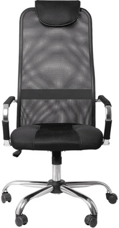 Кресло King Style Мастер (Master) Высокий GTPNrCh1 (RZ NX) (хромированный металл) (без pu-вст., с резинк.) W01/T01 (ткань-сетка / ткань TW черный)