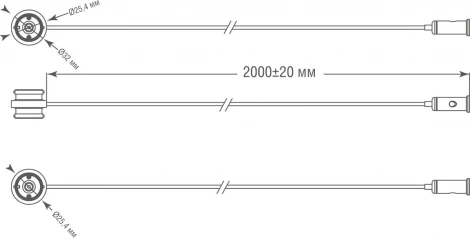 Токопроводящий прямой коннектор с подвесом и кабелем питания длиной 2000мм, потолочным креплением Donolux Round Line Connector 180 DLR B1 (48V)