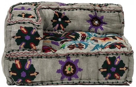 Модуль мягкий угловой Secret De Maison SOL (mod. 10234) серый с цветами (cotton velvet)