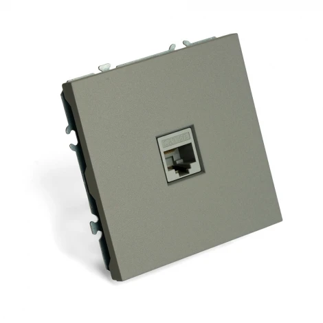 Розетка Ethernet RJ-45 (платиново-серый, soft touch) Stekker Эмили 49951