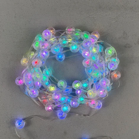 Гирлянда Шарики Смарт 10м разноцветная с управлением 5В, 100 LED, провод прозрачный ПВХ, IP44 Laitcom MBSmart100-10-5RGB
