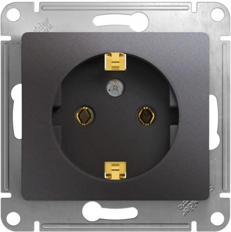 Розетка встраиваемая с заземлением (графит) Systeme Electric Glossa GSL001343