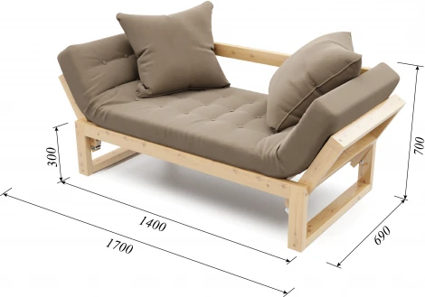 Кушетка Arsko Амбер сосна бежевый велюр