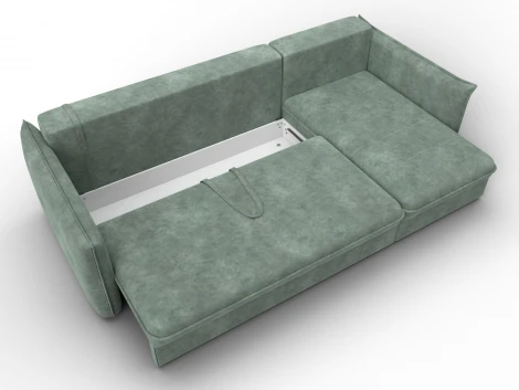 Диван угловой Лига-100 НПБ угол универсальный (ДСП,Фанера/Пластик/Велюр/Зеленый) Лига Диванов 133660
