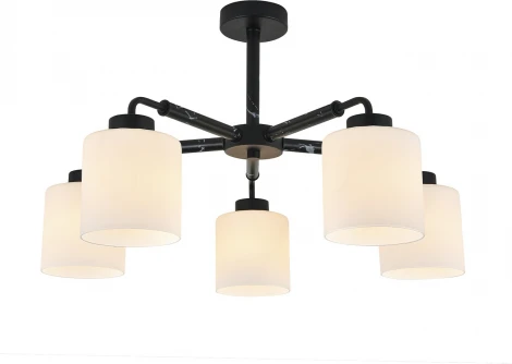 Потолочная люстра на штанге Escada Lord 2133/5P 5x60Вт E27, металл/стекло, чёрный мрамор/белый (220V)