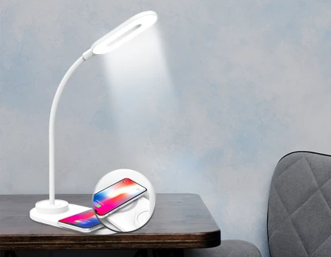 Офисная настольная лампа с беспроводным ЗУ Ambrella DE DE588 (LED, 220V, сенсорный выключатель)