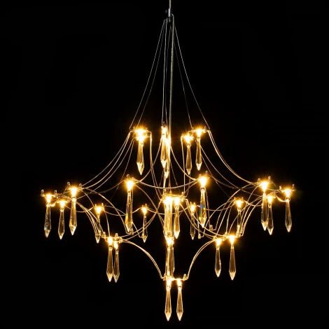 Подвесная люстра светодиодная хрустальная с пультом ILLUMICO IL0909-600HX-33 Ether