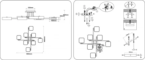 Потолочная люстра светодиодная на штанге с регулировкой цветовой температуры Ambrella COMFORT FL4890 (220V)
