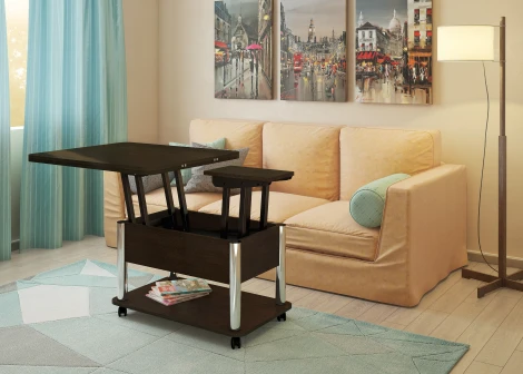 Стол-трансформер ГЗМИ Дебют 3, Венге темный/Ножки хром