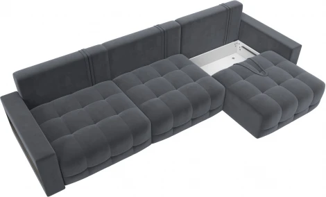 Диван прямой с полками Лига-053 НПБ Лонг Лига Диванов (Велюр) арт.128915