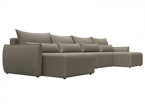 Диван П-образный Лига-051 НПБ Лонг (ЛДСП,Брус,Фанера/Пластик/Экокожа/Бежевый) Лига Диванов 129894