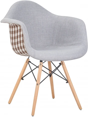 Стул обеденный DAW MONICA (ножки светлый бук, сиденье 009 коричневая клетка, бежевая ткань)