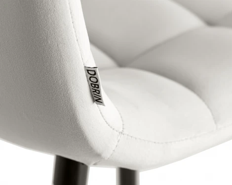 Стул полубарный DOBRIN OLIVIA (черные матовые ножки, светло-серый велюр (108-52))