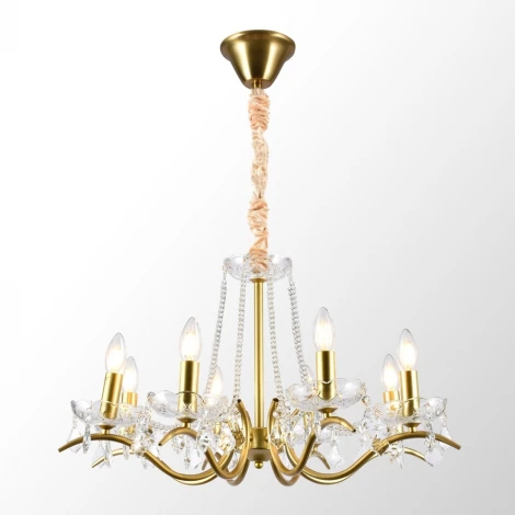 Подвесная люстра Lussole Rains LSP-6006 (220V, хрусталь, на цепи, подсвечник, свеча)
