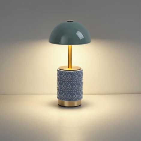 Настольная лампа беспроводная Odeon Light Lulu 5452/3TL светлая бронза/зеленый/синий/металл/керамика LED*3W 3000K