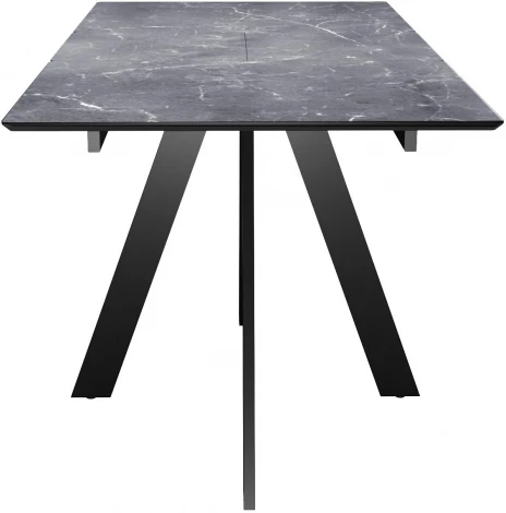 Стол DikLine DKD120, керамика 120(160)х80, мрамор серый матовый, опоры черные (2 уп.) арт.00-00076074