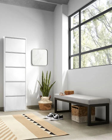 Банкетка La Forma (ex Julia Grup) Loya (Черный,Серый/ Пена,ДСП,Дерево,Бук)