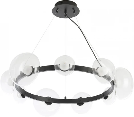 Подвесной светильник Crystal Lux BOSQUE SP9 BLACK/TRANSPARENT (LED, 220V, на тросе, круглые)