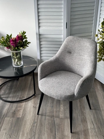 Стул STAMEN ткань DAVIS RETRO BLISS 85, цвет серый / черный каркас, ®DISAUR