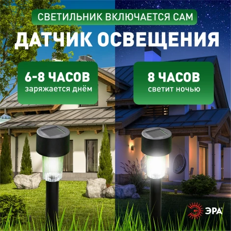 Грунтовый светильник светодиодный на солнечных батареях 12 шт. ЭРА SL-PL30-M